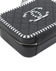 Pre-Loved CC Filigree Vanity Case Shoulder Bag Quilted Leather Medium with Silver Hardware, Black
