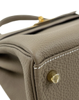Pre-Loved Kelly Handbag Leather 28 with Gold Hardware, Etoupe
