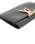 Pre-Loved Louise Clutch Patent Leather with Gold Hardware, Black