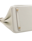 Pre-Loved Birkin Handbag Leather 30 with Gold Hardware, White