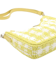 Pre-Loved Re-Edition 2005 Shoulder Bag Crochet Raffia Gingham Mini with Silver Hardware, Yellow and White