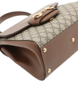 Pre-Loved Horsebit 1955 Handbag Monogram Coated Canvas with Gold Hardware, Beige/Brown