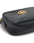 Pre-Loved GG Marmont Matelassé Crossbody Bag Quilted Leather Mini with Aged Gold Hardware, Black