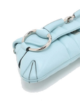 Pre-Loved Horsebit Chain Shoulder Bag Quilted Leather Small with Silver Hardware, Light Blue