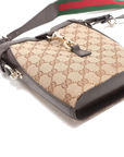 Pre-Loved Jackie Crossbody Bag Monogram Coated Canvas Mini with Gold Hardware, Beige Brown