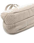 Pre-Loved Campana Shoulder Bag Intrecciato Leather with Gunmetal Hardware, Beige