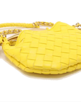 Pre-Loved Sardine Mini Shoulder Bag Intrecciato Leather Mini with Gold Hardware, Yellow