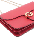 Pre-Loved Interlocking G Crossbody Bag Plain Leather with Gold Hardware Small, Red