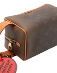 Pre-Loved Dopp Kit Pochette Monogram Coated Canvas with Gold Hardware, Brown