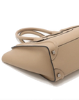 Pre-Loved Luggage Tote Leather Micro with Silver Hardware, Beige