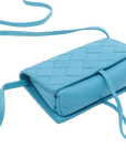 Pre-Loved Intrecciato Mini Crossbody Crossbody Bag Intrecciato Leather Mini, Light Blue