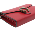 Pre-Loved Dionysus Wallet on Chain Crossbody Bag Leather Mini with Aged Silver Hardware, Red
