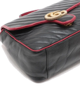 Pre-Loved GG Marmont Top Handle Handbag Quilted Leather Small with Aged Gold Hardware, Black