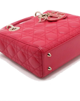 Pre-Loved Lady Dior Handbag Cannage Leather Medium with Gold Hardware, Pink