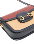 Pre-Loved Horsebit 1955 Shoulder Bag Leather Small with Gold Hardware, Red, Tan and Navy