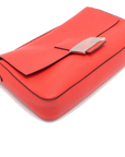 Pre-Loved Baguette Shoulder Bag Leather with Silver Hardware, Red