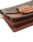 Pre-Loved Dauphine Crossbody Bag Monogram Coated Canvas Mini with Gold Hardware, Brown