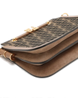 Pre-Loved Touch Crossbody Bag FF Logo Canvas Coated with Gold Hardware, Brown