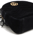 Pre-Loved GG Marmont Backpack Quilted Velvet Mini with Aged Gold Hardware, Black