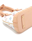 Pre-Loved Alma BB Handbag Monogram Coated Canvas BB with Gold Hardware, White Multicolore