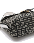 Pre-Loved Mamma Baguette Shoulder Bag Zucchino Coated Canvas with Gold Hardware, Black and Grey