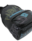 Pre-Loved Explorer Graffiti Backpack Graffiti Leather with Silver Hardware, Black