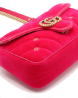 Pre-Loved GG Marmont Shoulder Bag Quilted Velvet Small with Aged Gold Hardware, Pink