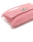 Pre-Loved Matelassé Crystal Cloquè Shoulder Bag Quilted Leather with Silver Hardware, Pink