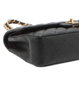 Pre-Loved Classic Double Flap Shoulder Bag Quilted Leather Medium with Gold Hardware, Black