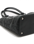 Pre-Loved Cambon Ligne Tote Quilted Leather Large with Silver Hardware, Black