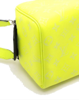Pre-Loved Dopp Kit Pochette Monogram Coated Canvas with Silver Hardware, Neon Yellow
