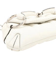 Pre-Loved Horsebit Chain Shoulder Bag Quilted Leather Small with Silver Hardware, White