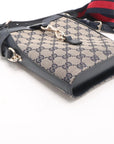 Pre-Loved GG Canvas Bucket Bag Crossbody Bag GG Monogram Coated Canvas Mini with Gold Hardware, Navy / Beige