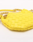 Pre-Loved Sardine Mini Shoulder Bag Intrecciato Leather Mini with Gold Hardware, Yellow