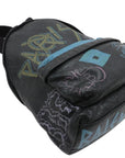 Pre-Loved Explorer Graffiti Backpack Graffiti Leather with Silver Hardware, Black