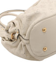 Pre-Loved Mahina XL Shoulder Bag Monogram Leather XL with Gold Hardware, Off-White