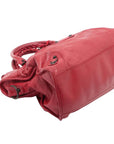 Pre-Loved City Handbag Leather with Matte Black Hardware, Red