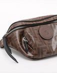 Pre-Loved FF Logo Belt Bag Belt Bag Coated Canvas with Silver Hardware, Brown