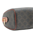 Pre-Loved Boston Triomphe Handbag Triomphe Coated Canvas Small with Gold Hardware, Brown