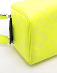 Pre-Loved Dopp Kit Pochette Monogram Coated Canvas with Silver Hardware, Neon Yellow