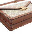 Pre-Loved Triomphe Wallet on Chain Crossbody Bag Triomphe Canvas with Gold Hardware, Beige and Tan