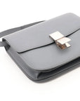 Pre-Loved Classic Box Shoulder Bag Leather Medium with Silver Hardware, Gray
