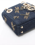 Pre-Loved Lady Dior Handbag Denim Mini with Gold Hardware, Blue