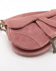 Pre-Loved Saddle Shoulder Bag Suede Mini with Gold Hardware, Pink