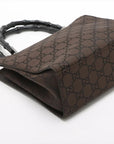 Pre-Loved Bamboo Tote Monogram Canvas with Silver Hardware, Brown
