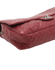 Pre-Loved Easy Flap Shoulder Bag Quilted Leather with Silver Hardware, Red