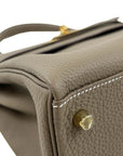 Pre-Loved Kelly Handbag Leather 28 with Gold Hardware, Etoupe