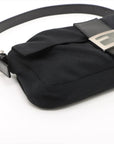 Pre-Loved Mamma Baguette Shoulder Bag Plain Canvas with Silver Hardware, Black