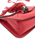 Pre-Loved Bamboo Daily Flap Crossbody Bag Leather with Silver Hardware, Red