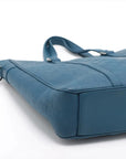 Pre-Loved Tadao Tote Damier Leather with Silver Hardware, Teal Blue